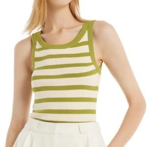Goelia - Olive and White Striped Sleeveless Top
